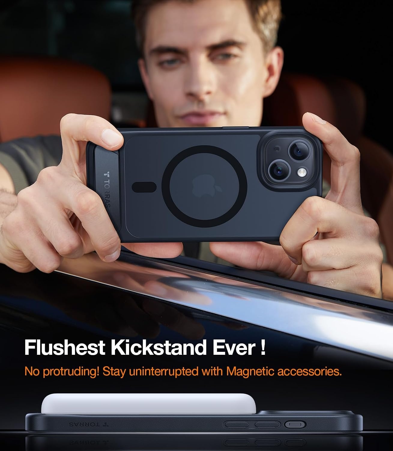 image:imageTORRAS for iPhone 13 Pro Max Case Translucent Black Strong Magnetic amp Seamless Stand Fit for MagSafe MilitaryGrade Drop Protection Sturdy Adjustable Builtin Kickstand Slim Matte FinishBlack