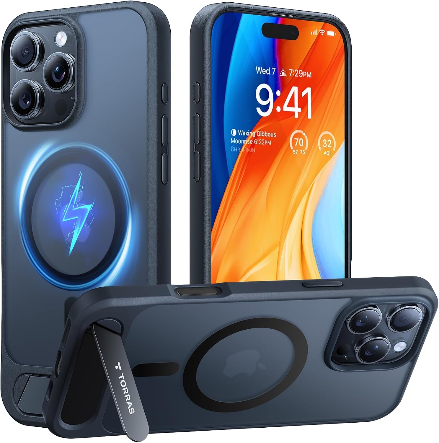 image:imageTORRAS for iPhone 13 Pro Max Case Translucent Black Strong Magnetic amp Seamless Stand Fit for MagSafe MilitaryGrade Drop Protection Sturdy Adjustable Builtin Kickstand Slim Matte FinishBlack