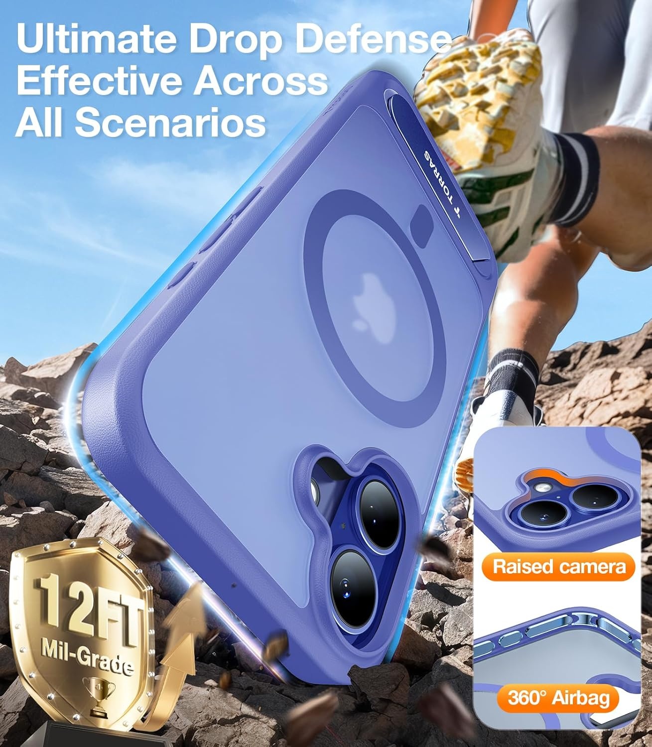 image:imageTORRAS for iPhone 13 Pro Max Case Translucent Black Strong Magnetic amp Seamless Stand Fit for MagSafe MilitaryGrade Drop Protection Sturdy Adjustable Builtin Kickstand Slim Matte FinishLight blue