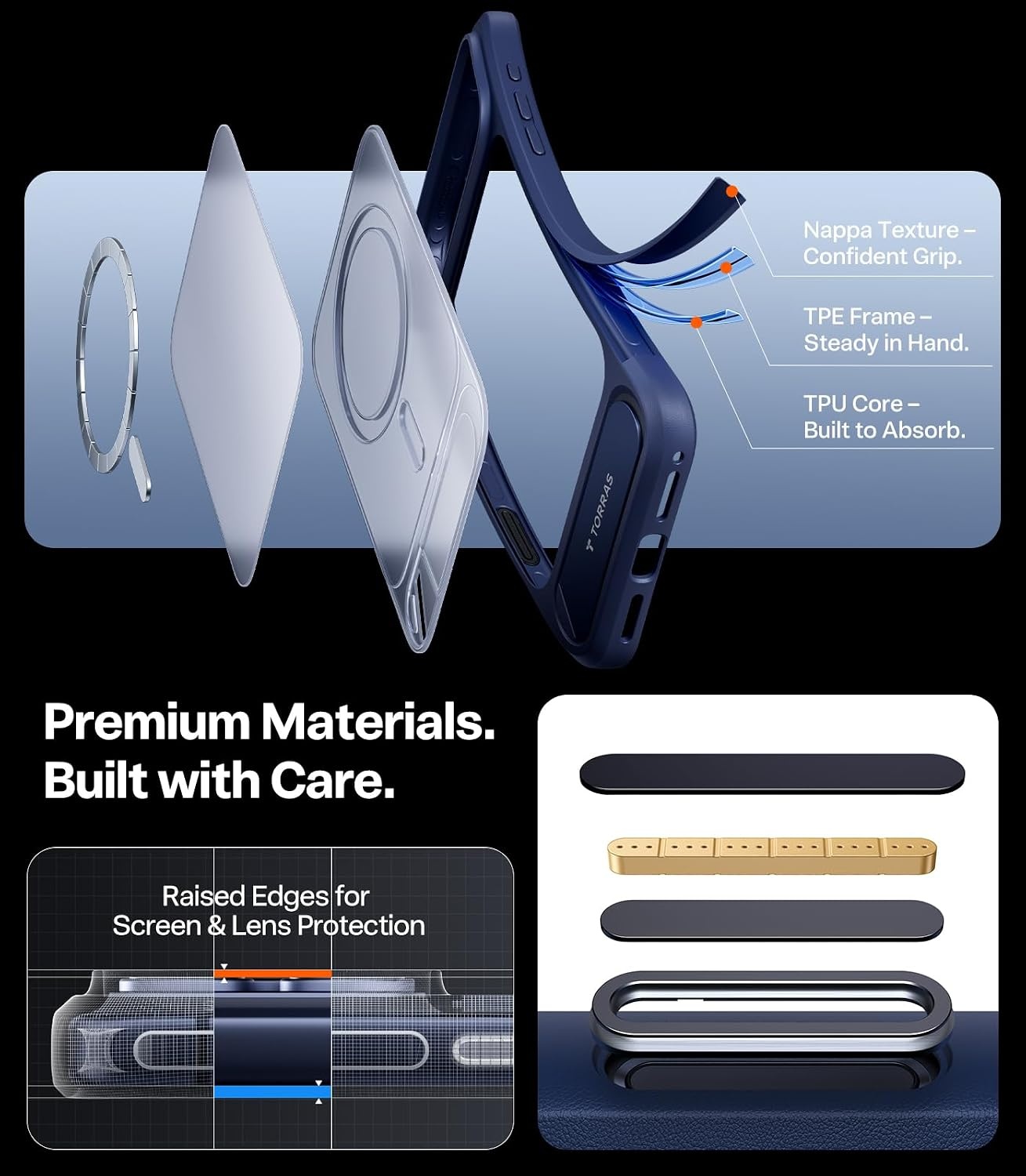 image:imageTORRAS for iPhone 13 Pro Max Case Translucent Black Strong Magnetic amp Seamless Stand Fit for MagSafe MilitaryGrade Drop Protection Sturdy Adjustable Builtin Kickstand Slim Matte FinishDeep Blue