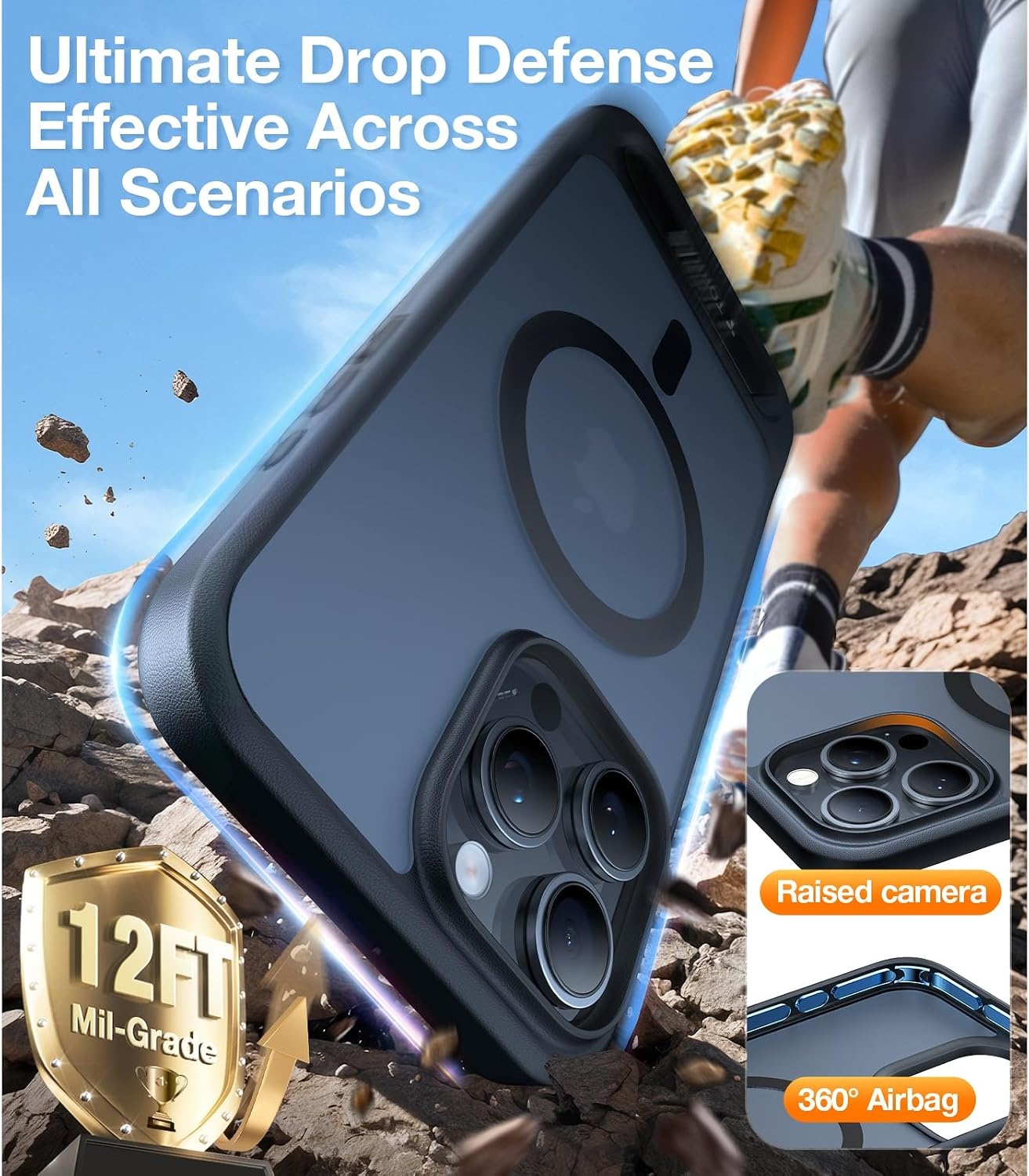 image:imageTORRAS for iPhone 13 Pro Max Case Translucent Black Strong Magnetic amp Seamless Stand Fit for MagSafe MilitaryGrade Drop Protection Sturdy Adjustable Builtin Kickstand Slim Matte FinishBlack