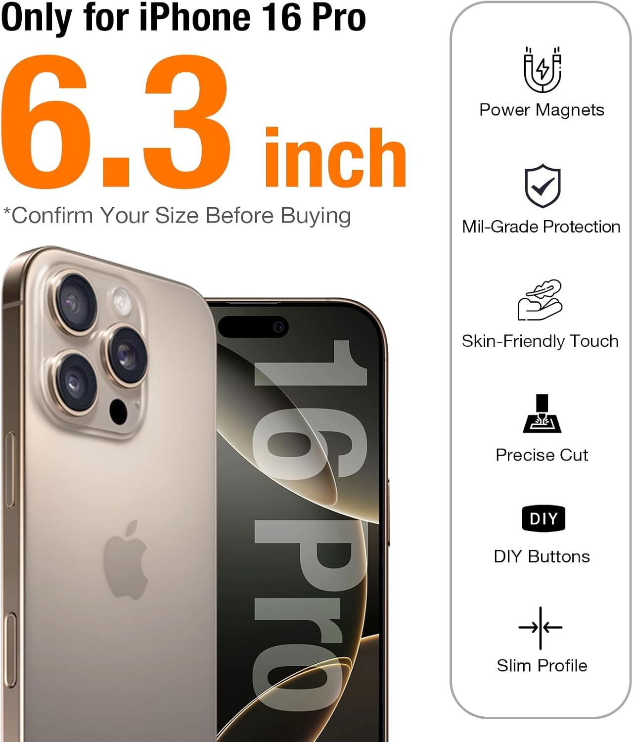 image:imageTORRAS for iPhone 16 Pro Case Translucent Matte Black Compatible with MagSafe Military Grade Drop Protection Stronger Magnetic Shockproof Airbag Camera Control Color Buttons Slim AntiScratchDeep Blue