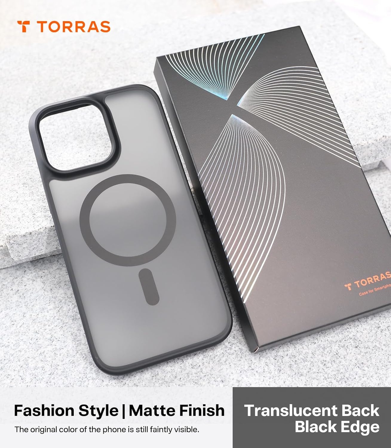 image:imageTORRAS for iPhone 16 Pro Case Translucent Matte Black Compatible with MagSafe Military Grade Drop Protection Stronger Magnetic Shockproof Airbag Camera Control Color Buttons Slim AntiScratchBlack