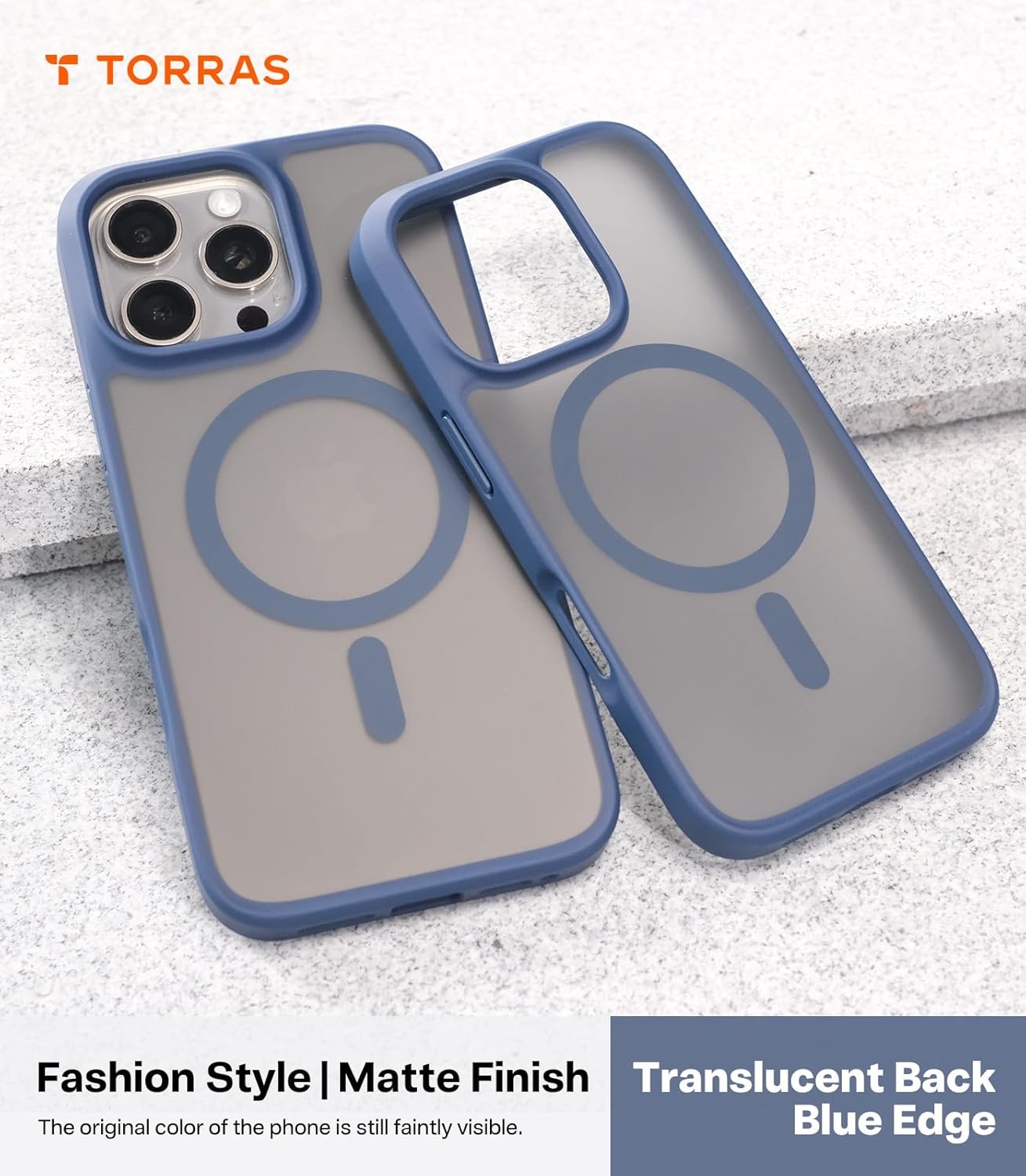 image:imageTORRAS for iPhone 16 Pro Case Translucent Matte Black Compatible with MagSafe Military Grade Drop Protection Stronger Magnetic Shockproof Airbag Camera Control Color Buttons Slim AntiScratchDeep Blue