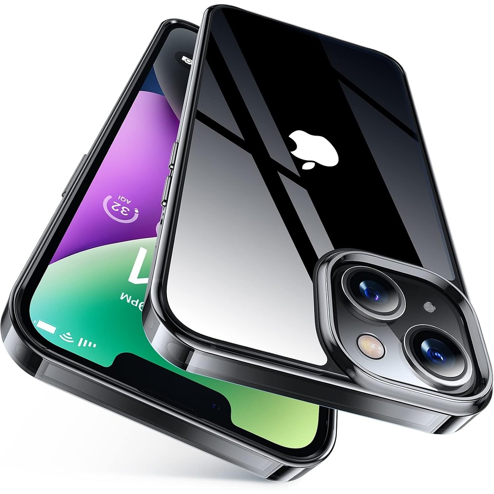 image:imageTORRAS Diamond Clear Case for iPhone 15 Plus amp iPhone 14 Plus AntiYellowing Military Grade Protection Shockproof Hard Back Slim Case 67 Black