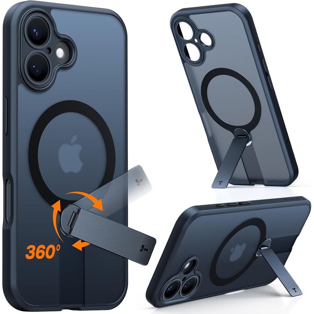 image:imageTORRAS Magnetic 360Stand Case for iPhone 16 Case Full Camera Protection Fit for MagSafe16FT MilGrade Drop Protection Slim Frosted Case for 16 iPhone Phone Case with Kickstand 61 BlackBlack