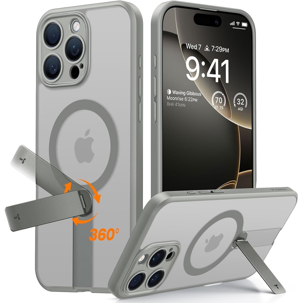 image:imageTORRAS Magnetic 360Stand Case for iPhone 16 Case Full Camera Protection Fit for MagSafe16FT MilGrade Drop Protection Slim Frosted Case for 16 iPhone Phone Case with Kickstand 61 BlackNatural Titanium