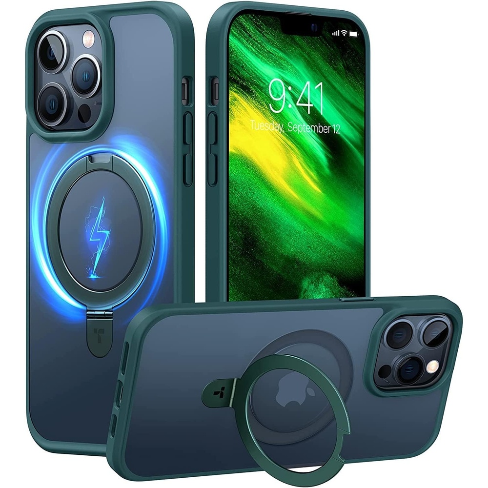 image:imageTORRAS Magnetic Ostand for iPhone 12 Pro Max Case Compatible with Magsafe with Stand MILGrade Drop Protection Shockproof Matte Back Slim Protective Case for iPhone 12 Pro Max Phone Case Green
