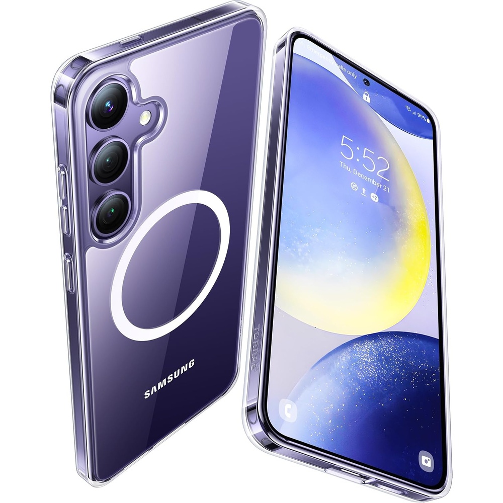 image:imageTORRAS Magnetic Shockproof for Samsung Galaxy S24 Ultra Case 18N Strong Magnetic 12 FT MilGrade Protection Compatible with MagSafe Protective Translucent Matte Slim Case Guardian Mag GrayClear