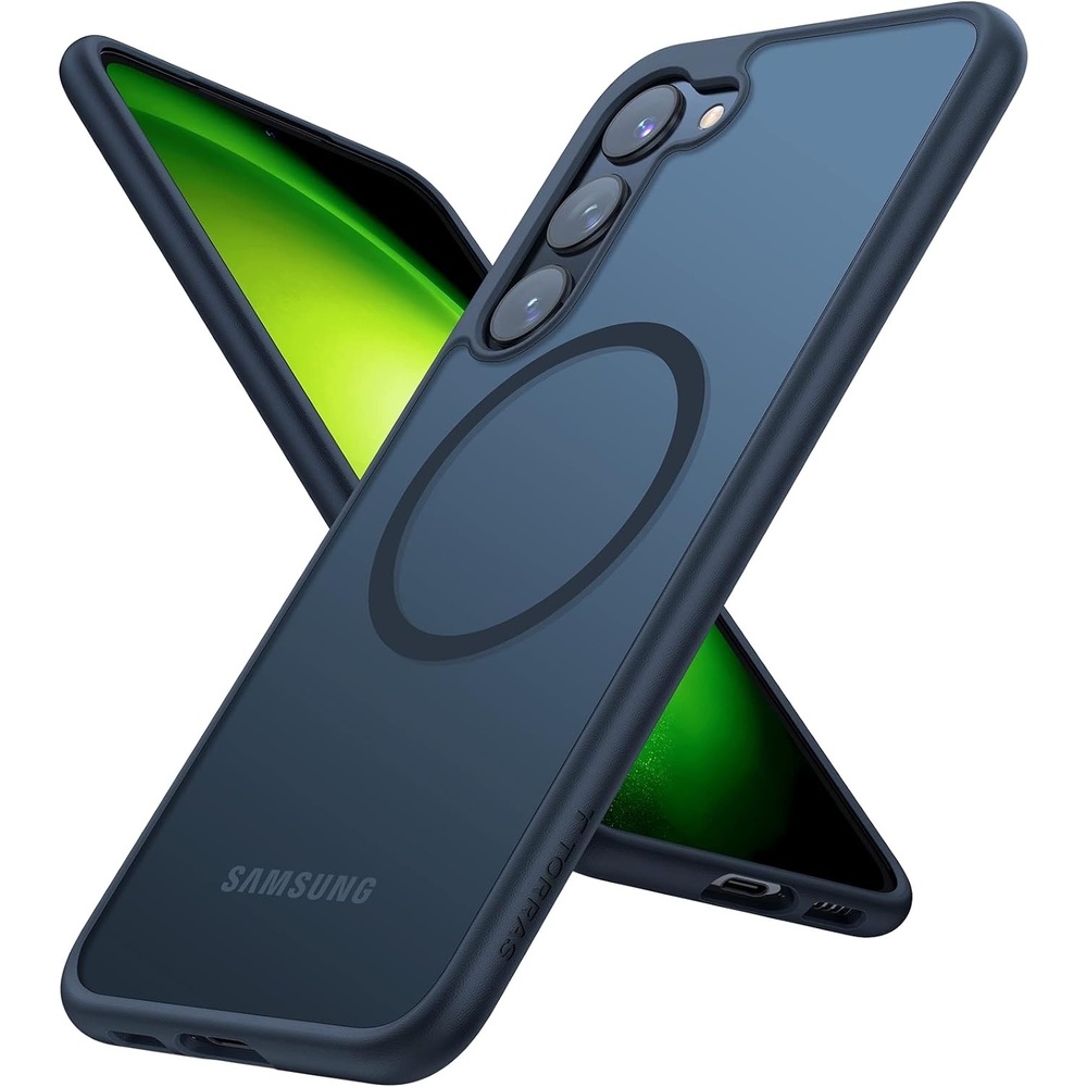 image:imageTORRAS Magnetic Shockproof for Samsung Galaxy S24 Ultra Case 18N Strong Magnetic 12 FT MilGrade Protection Compatible with MagSafe Protective Translucent Matte Slim Case Guardian Mag GrayBlack