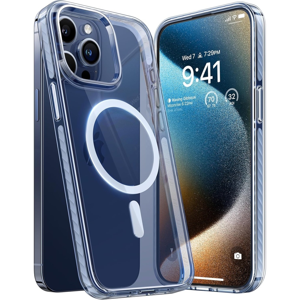 image:imageTORRAS Magnetic Shockproof for iPhone 15 Case ClearMilitary Grade Drop TestedCompatible with MagSafeNonYellowing Cushion AntiScratch Back Slim Protective Cover for iPhone 15 Case Clear2Blue