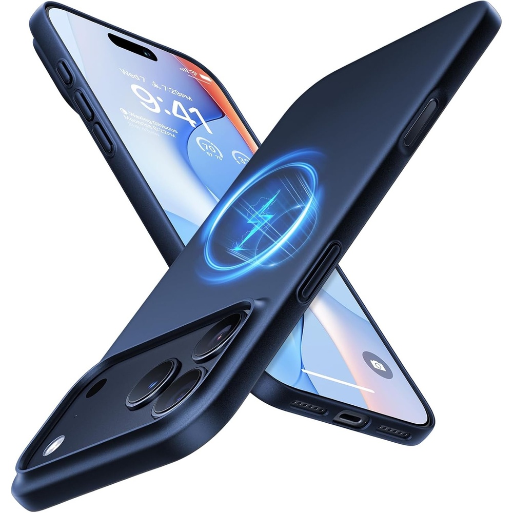 image:imageTORRAS Magnetic Slim Fit Case for iPhone 17 Pro Max Thin Matte Black Fit for MagSafe Matte Hard Bayer PC Material Antiscratch 69inch OriginFit Ultra Slim Lightweight Protective Hard Cover2Blue
