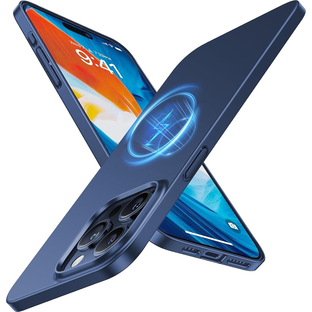 image:imageTORRAS Magnetic SlimFit for iPhone 15 Pro Max Case UltraThin 15 ProMax Phone Case Compatible with MagSafe Lightweight AntiScratch Matte Hard iPhone 15 ProMax Case 67 inch OriginFit BlackBlue