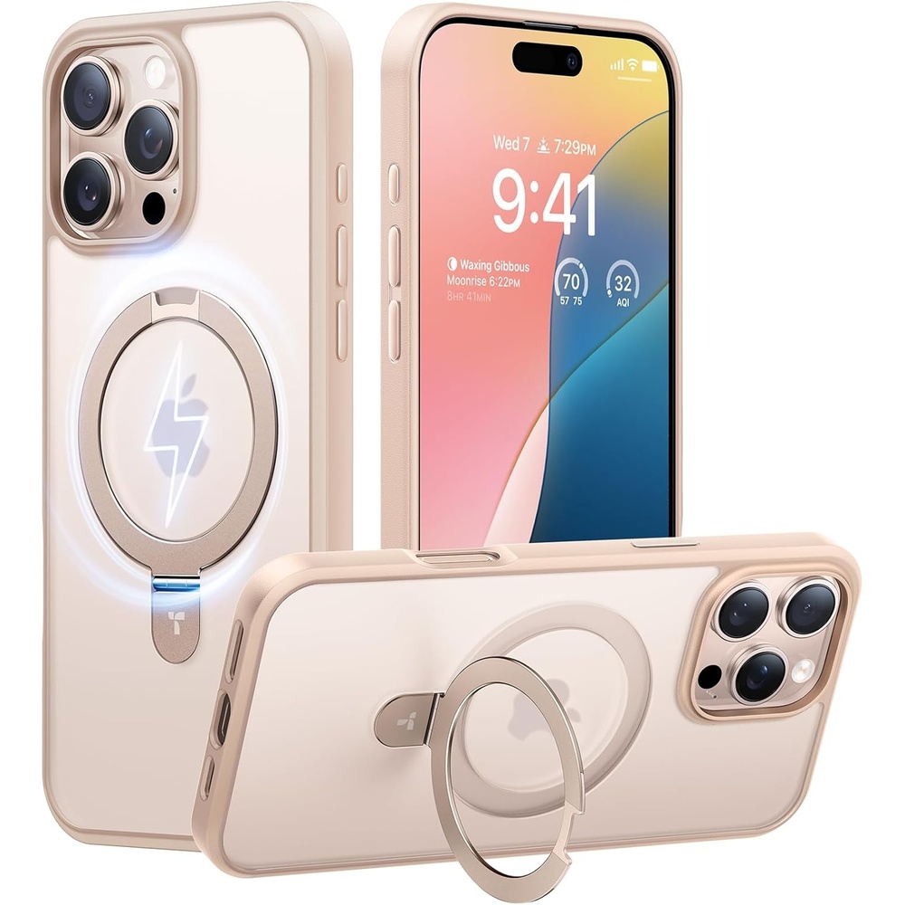 image:imageTORRAS Magnetic for iPhone 13 Pro Max Case 67 inch Fit for Magsafe with Stand Military Grade Drop Protection Shockproof Translucent Back Slim Protective Phone Case 2021 BlackDesert Titanium