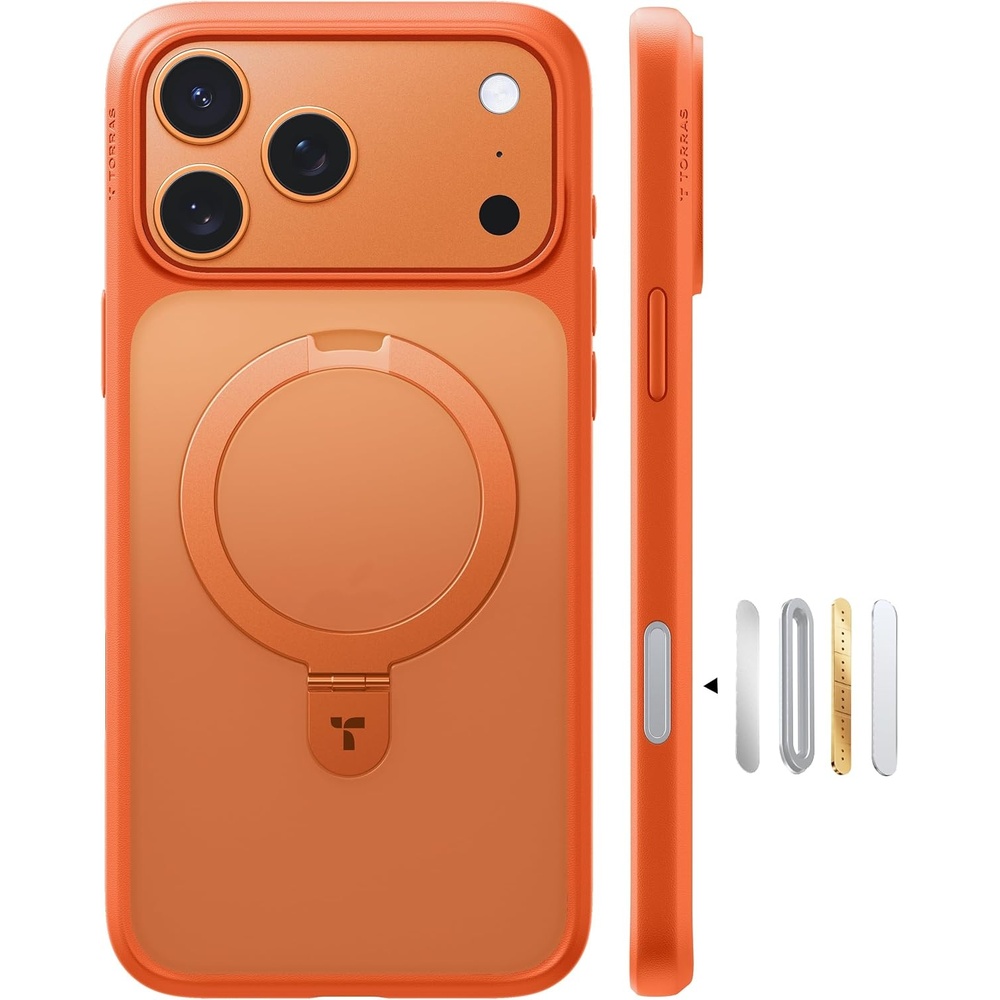 image:imageTORRAS Magnetic for iPhone 13 Pro Max Case 67 inch Fit for Magsafe with Stand Military Grade Drop Protection Shockproof Translucent Back Slim Protective Phone Case 2021 BlackCosmic Orange