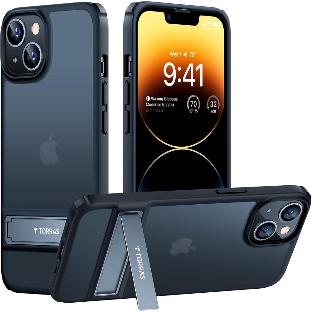 image:imageTORRAS MarsClimber Designed for iPhone 15 Plus CaseiPhone 14 Plus Case 3 Stand Ways KickstandMilitary Shockproof Protection SemiClear Matte Slim Phone Case for 15 Plus Phone Case Black