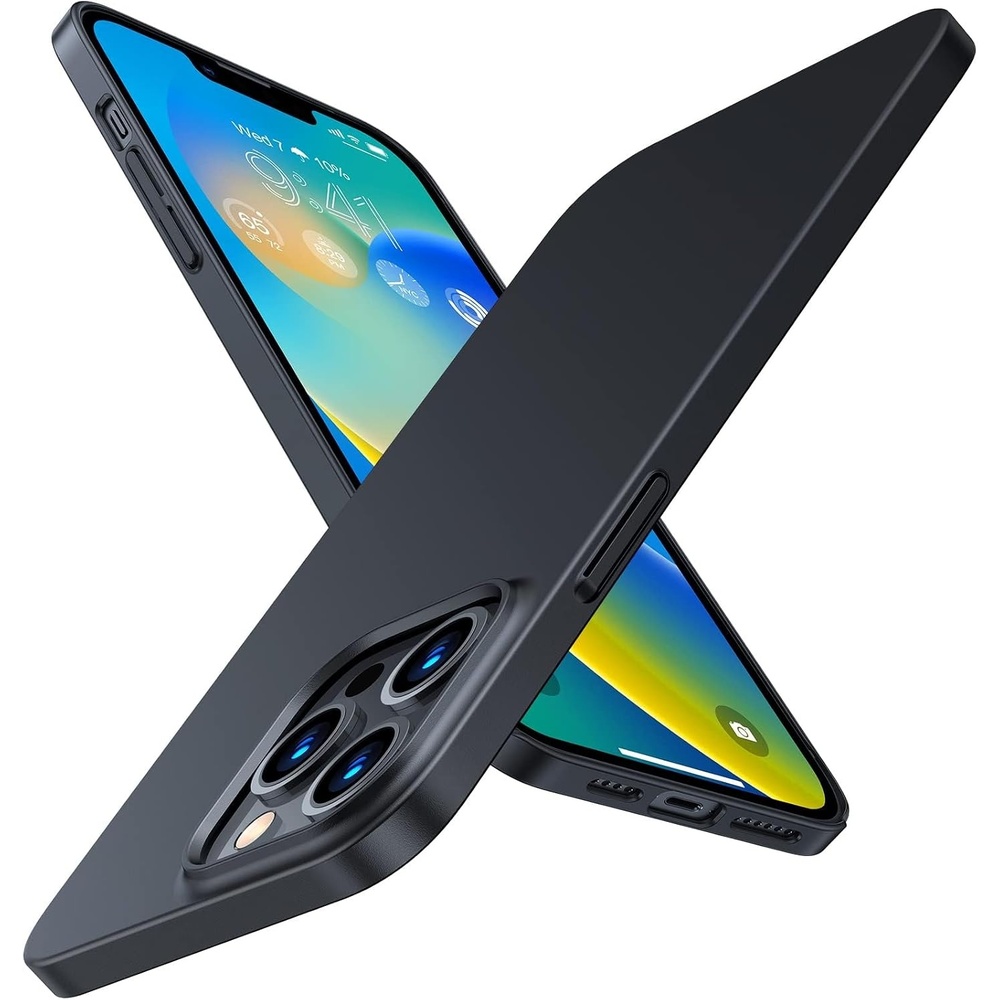 image:imageTORRAS SlimFit Designed for iPhone 15 Pro Case Ultra Thin 15 Pro Phone Case Velvety Feel Lightweight AntiScratch Matte Hard iPhone 15 Pro Case 61 inch BlueBlack