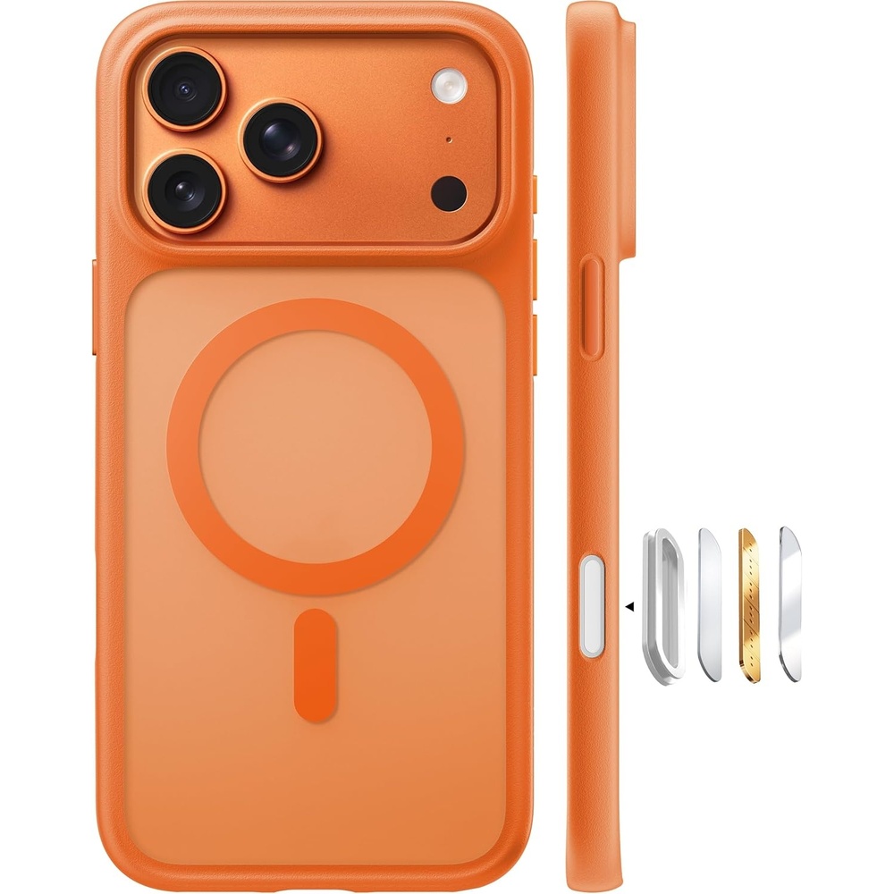 image:imageTORRAS Stronger Magnetic amp Shockproof for iPhone 17 Pro Max Case Fit for MagSafe Military Grade Drop Protection Camera Control DIY Button Slim for iPhone 17 Pro Max Case Translucent Orange