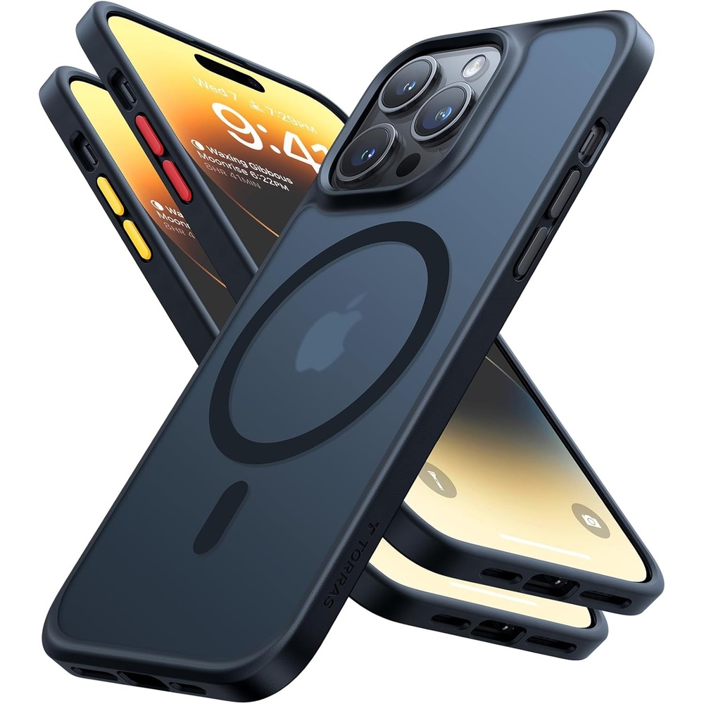 image:imageTORRAS Stronger Magnetic for iPhone 13 Pro Case 12FT Military Grade Drop Tested Compatible with MagSafe Slim Protective Matte Silicone for iPhone 13 Pro Phone Case 61 Translucent BlackBlack a
