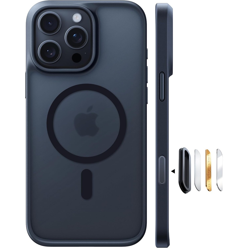 image:imageTORRAS for iPhone 16 Pro Case Translucent Matte Black Compatible with MagSafe Military Grade Drop Protection Stronger Magnetic Shockproof Airbag Camera Control Color Buttons Slim AntiScratchBlack