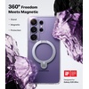 TORRAS 360°Spin Magnetic Stand for Samsung Galaxy S24 Ultra Case, Compatible with Magsafe, Shockproof Military Grade Protective Slim Galaxy S24 Ultra Phone Case with Kickstand & Ring Holder, Purple(Clear)