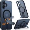 TORRAS Magnetic 360°Stand Case for iPhone 16 Case, [Full Camera Protection] [Fit for MagSafe][16FT Mil-Grade Drop Protection] Slim Frosted Case for 16 iPhone Phone Case with Kickstand (6.1″), Black(Black)
