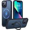 TORRAS Magnetic Kickstand for iPhone 13/ iPhone 14 Case [Compatible with MagSafe][Sturdy & Versatile Stand] Military-Grade Shockproof Translucent Slim Protective Anti-Fingerprint Anti-Scratch, Black(Black)