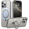 TORRAS Magnetic Kickstand for iPhone 13/ iPhone 14 Case [Compatible with MagSafe][Sturdy & Versatile Stand] Military-Grade Shockproof Translucent Slim Protective Anti-Fingerprint Anti-Scratch, Black(Natural Titanium)