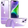 TORRAS MoonClimber for iPhone 14 Plus Case, [3 Stand Ways][Non-Yellowing & Military Grade Shockproof] Protective Slim Hard Clear Phone Case with Stand 6.7” 2022, Purple