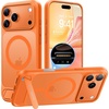 TORRAS for iPhone 13 Pro Max Case Translucent Black | Strong Magnetic & Seamless Stand, Fit for MagSafe, Military-Grade Drop Protection, Sturdy Adjustable Built-in Kickstand, Slim Matte Finish(Orange)
