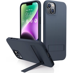 TORRAS Designed for iPhone 15 Plus Case & iPhone 14 Plus Case Silicone, Invisible Kickstand, 10FT Military Grade Drop Tested, Soft-Touch Slim Cover for iPhone 15 Plus Phone Case 6.7, Sapce Black