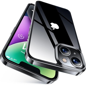 TORRAS Diamond Clear Case for iPhone 15 Plus & iPhone 14 Plus, Anti-Yellowing, Military Grade Protection, Shockproof Hard Back Slim Case, 6.7″, Black