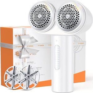 TORRAS Dual-Head Fabric Shaver, Longest Durability & 50ml Large Capacity Rechargeable Lint Removers to Remove Pills, 6-Leaf Blades Defuzzer, Electric Shaver for Clothes Couch Furniture, Blue(White)