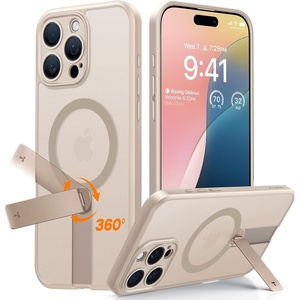 TORRAS Magnetic 360°Stand Case for iPhone 16 Case, [Full Camera Protection] [Fit for MagSafe][16FT Mil-Grade Drop Protection] Slim Frosted Case for 16 iPhone Phone Case with Kickstand (6.1″), Black(Desert Titanium)