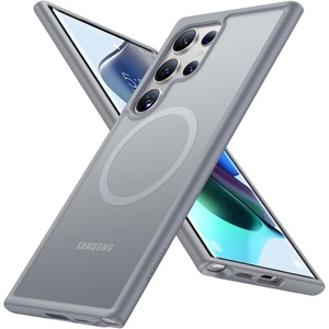 TORRAS Magnetic Shockproof for Samsung Galaxy S24 Ultra Case, 18N Strong Magnetic, 12 FT Mil-Grade Protection, Compatible with MagSafe, Protective Translucent Matte Slim Case, Guardian- Mag, Gray(Light Gray)