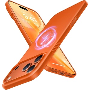 TORRAS Magnetic Slim Fit Case for iPhone 17 Pro Max Thin Matte Black | Fit for MagSafe, Matte Hard Bayer PC Material, Anti-scratch, 6.9-inch OriginFit, Ultra Slim Lightweight Protective Hard Cover(5-Glossy Orange)