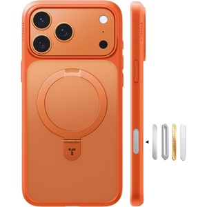 TORRAS Magnetic for iPhone 13 Pro Max Case 6.7 inch [ Fit for Magsafe] with Stand, [Military Grade Drop Protection] Shockproof Translucent Back Slim Protective Phone Case (2021), Black(Cosmic Orange)