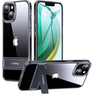 TORRAS MoonClimber for iPhone 15 Plus Case, [3 Stand Ways][Non-Yellowing] Military Grade Shockproof Protective Slim Hard Clear Phone Case with Stand 6.7” 2022, Black