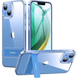 TORRAS MoonClimber for iPhone 15 Plus Case, [3 Stand Ways][Non-Yellowing & Military Grade Shockproof] Protective Slim Hard Clear Phone Case with Stand 6.7” 2023, Blue