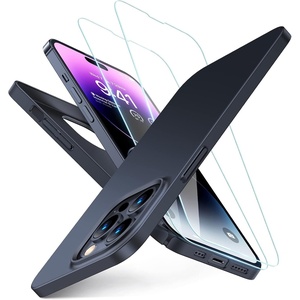TORRAS Slim Fit Designed for iPhone 14 Pro Max Case 6.7 inch, Ultra-Thin 14 Pro Max Case 2022, Lightweight Hard PC Cover Phone Cases, Black, OriginFit | 6.7 inch(Screen-Black Set)