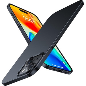 TORRAS Slim Fit Designed for iPhone 15 Case, [Ultra Thin as No Case on][Velvety Touch] Sturdy Protective Cover with Anti-Scratch Hard Plastic Super Slim Phone Case for iPhone 15 (6.1″), Black(1 Black)