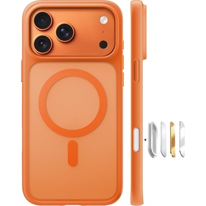 TORRAS Stronger Magnetic & Shockproof for iPhone 17 Pro Max Case, Fit for MagSafe, Military Grade Drop Protection, Camera Control, DIY Button, Slim for iPhone 17 Pro Max Case Translucent Orange