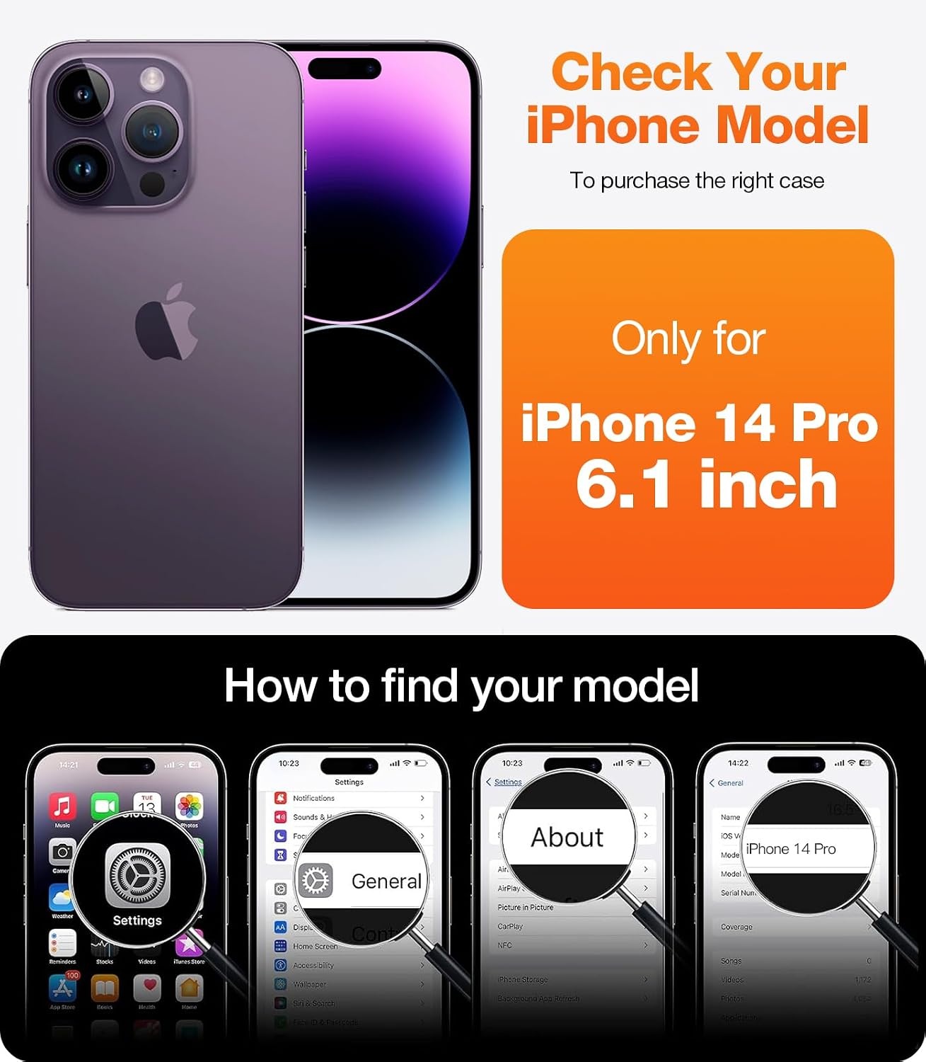 image:imageTORRAS 2024 Upgrade 360 Rotatable Ring for iPhone 14 Pro Case 61Compatible with Magsafe with Stand Magnetic Ring MilGrade Shockproof Translucent Back Slim 14 Pro Phone Case Ostand Pro Black