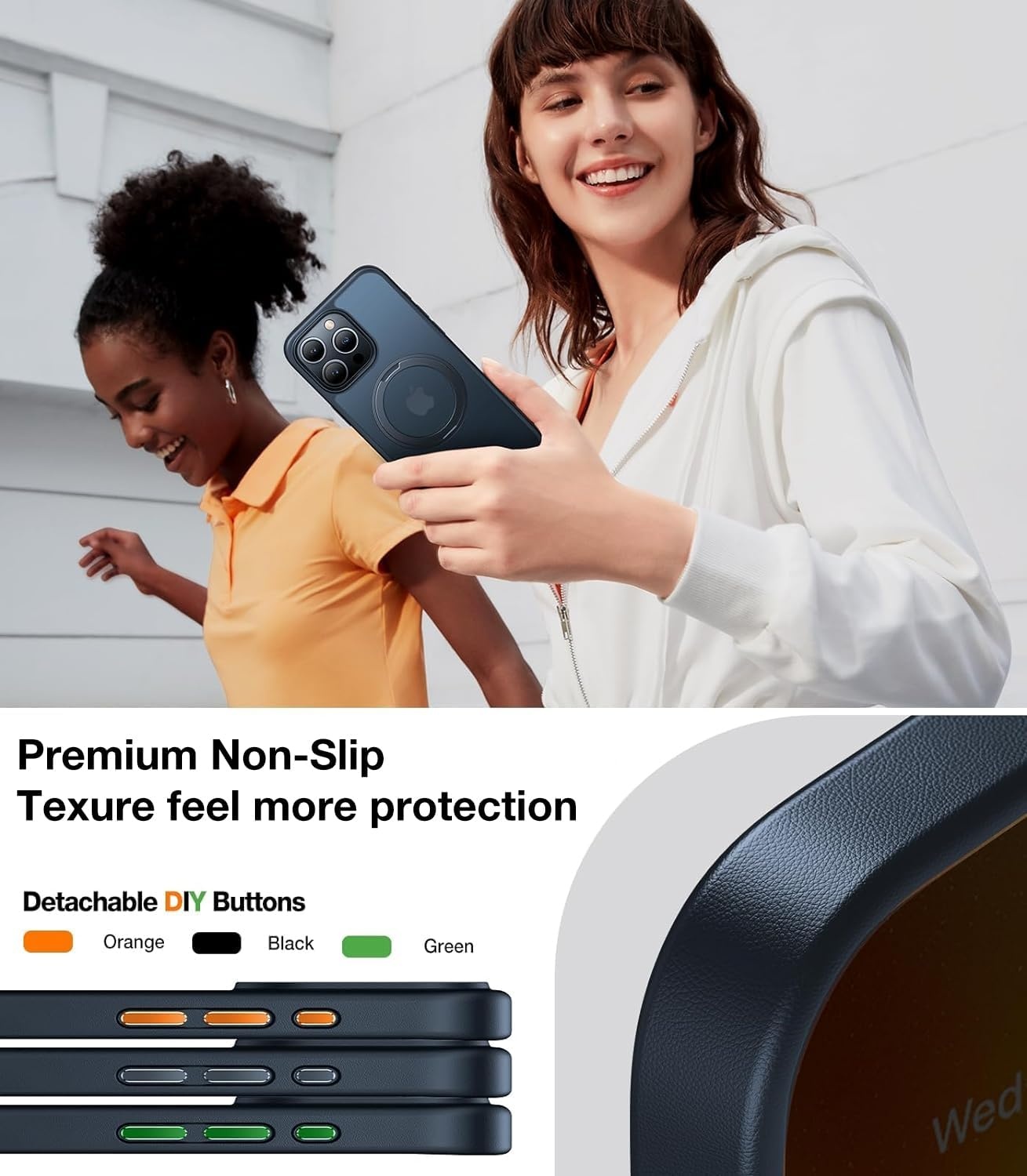 image:imageTORRAS 2024 Upgraded 360 Rotatable Ring for iPhone 13 Pro Case Fit for Magsafe with Stand Magnetic Ring Holder Military Grade Shockproof Translucent Back Slim Phone Case Ostand R Space Black
