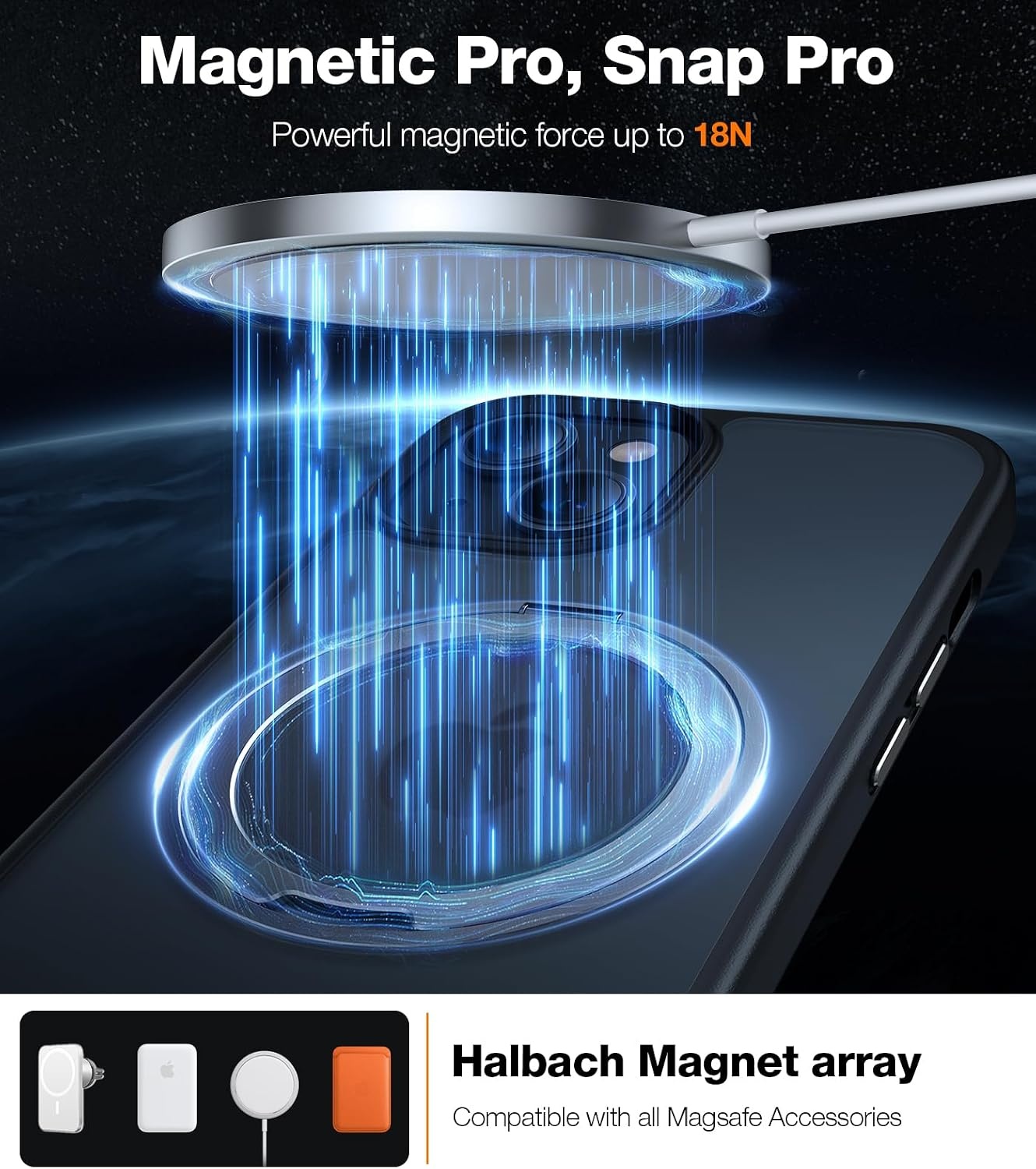 image:imageTORRAS 360 Rotatable Ring for iPhone 15 Plus Case iPhone 14 Plus Case Compatible with MagSafe Stand Holder Military Drop Tested Shockproof Translucent Case for iPhone 15 Plus Phone Case Black