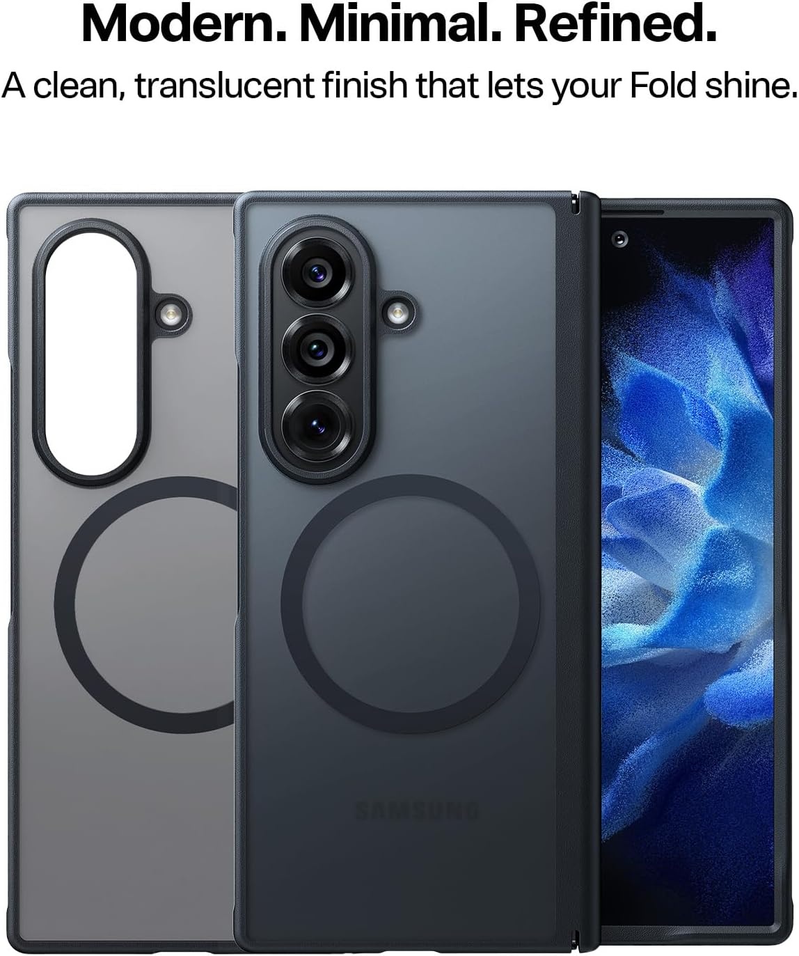 image:imageTORRAS Magnetic Slim for Samsung Galaxy Z Fold 8 Ultra Case Matte Black 2x Screen Protector Included Fit for MagSafe 4X Military Grade Hinge Protection Shockproof Translucent SilkSmooth FeelBlack