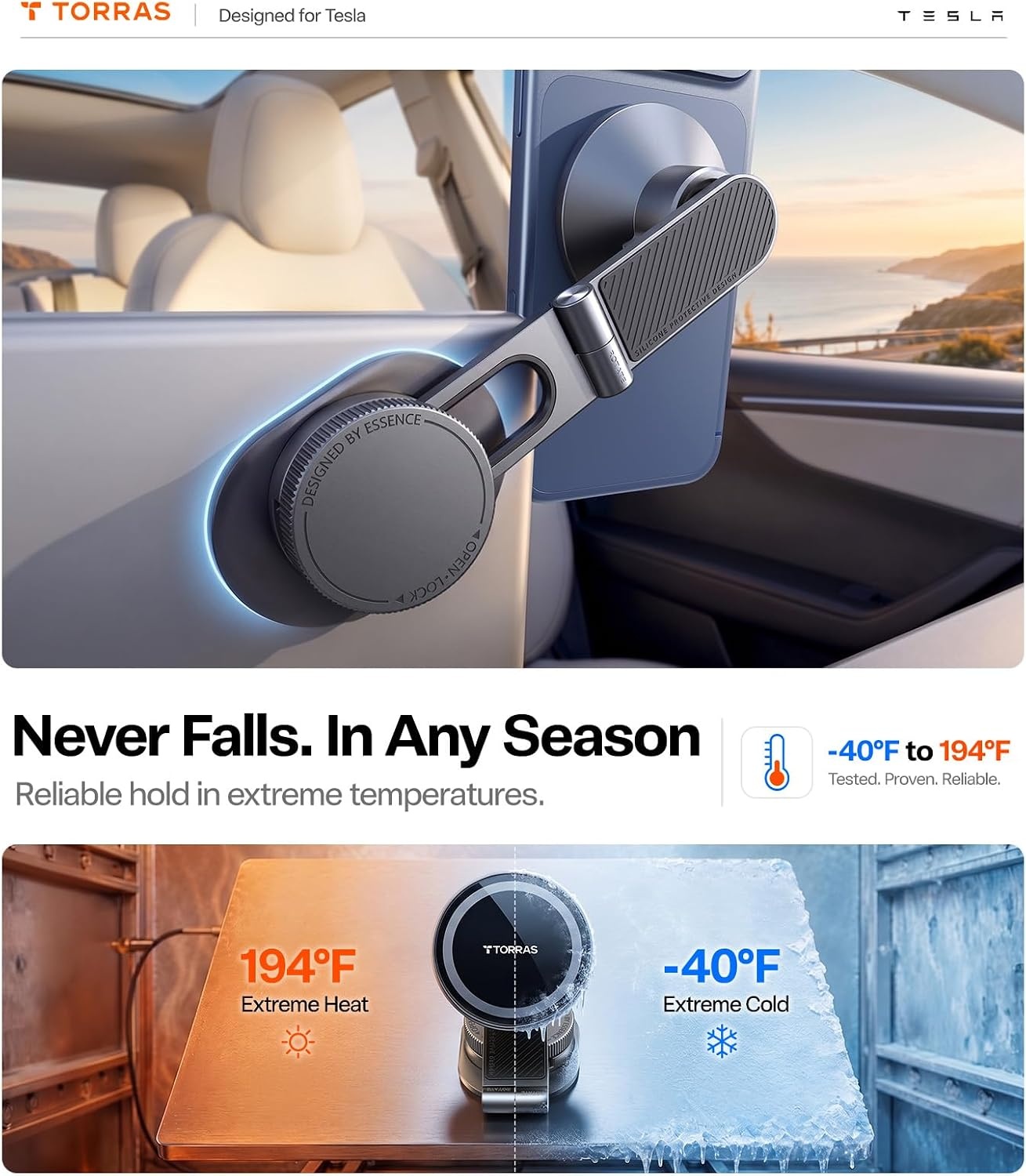 image:imageTORRAS Stow Tesla Phone Mount Hidden amp Strong Magnet 360Rotation Foldable Tesla Phone Holder Fit for All Phones Tesla MagSafe Car Mount Tesla Accessories for Model Y Model 3SXCybertruck