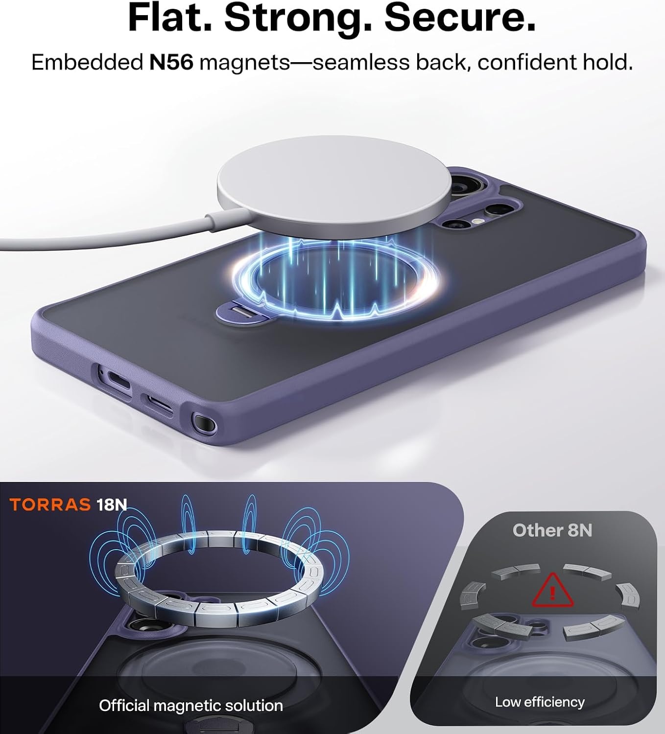 image:imageTORRAS Q3 Spin for Samsung Galaxy S26 Case 360 Magnetic Stand Black Compatible with MagSafe 4X MilitaryGrade Shockproof Builtin Kickstand Slim Phone Case for Samsung Galaxy S26Violet
