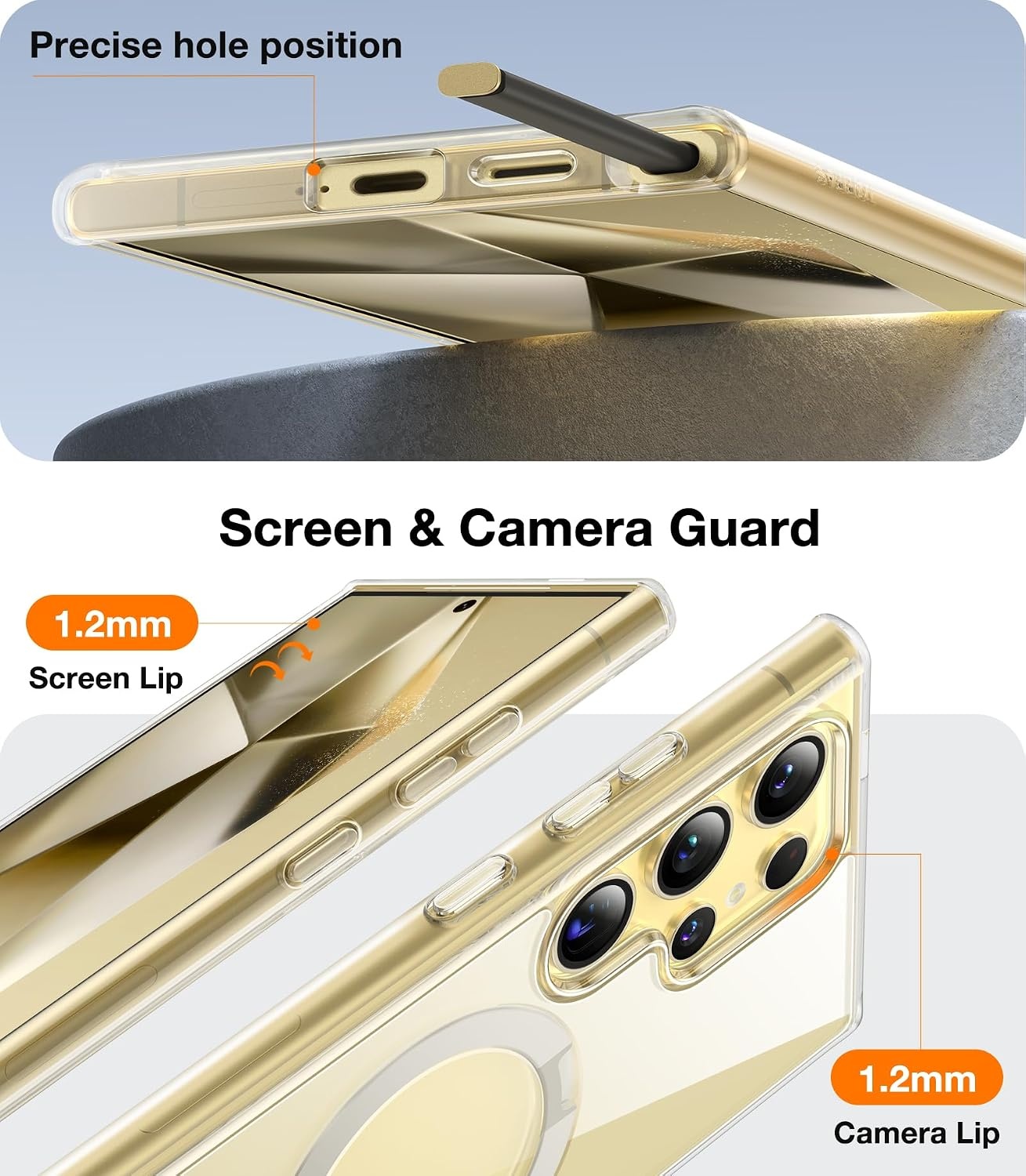 image:imageTORRAS Q3 Spin for Samsung Galaxy S26 Case 360 Magnetic Stand Black Compatible with MagSafe 4X MilitaryGrade Shockproof Builtin Kickstand Slim Phone Case for Samsung Galaxy S26Transparent Clear
