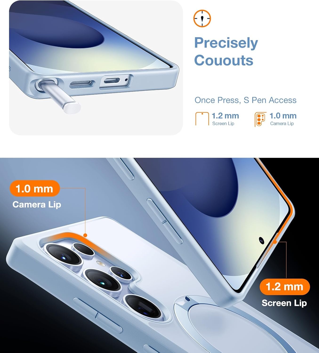 image:imageTORRAS Q3 Spin for Samsung Galaxy S26 Case 360 Magnetic Stand Black Compatible with MagSafe 4X MilitaryGrade Shockproof Builtin Kickstand Slim Phone Case for Samsung Galaxy S26S25 UltraLight Blue